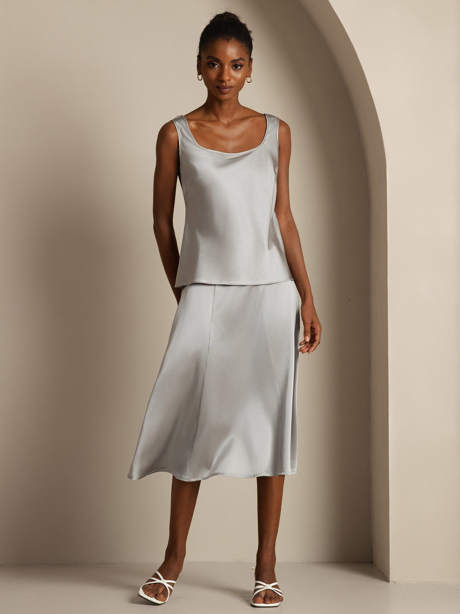 [Griffin Grå] SilkSilky-DK 19Momme Silke Camisoles 001,