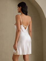 [Hvid] SilkSilky-DK Sleeveless V Neck Natkjole 002