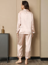 [Lys Pink] SilkSilky-DK Long Sleeve Lapel Collar Dame Pyjamas 002