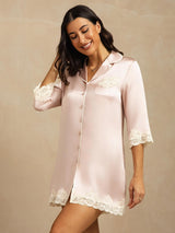 [Lyserød] SilkSilky-DK Silke Nightshirt 008