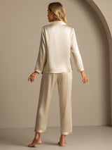 [Champagne] SilkSilky-DK Long Sleeve Lapel Collar Dame Pyjamas 002