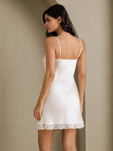 [Hvid] SilkSilky-DK Sleeveless V Neck Natkjole 002