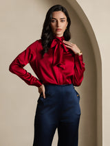 [Vin] SilkSilky-DK Long Sleeve High Neck Bluse 003