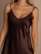 [Brun] SilkSilky-DK Sleeveless V Neck Natkjole 004