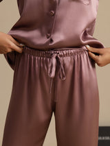 [Bleg Mauve] SilkSilky-DK Long Sleeve Lapel Collar Dame Pyjamas 006
