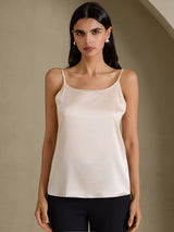 [Beige] SilkSilky-DK Spaghetti Strap Camisole Top 001