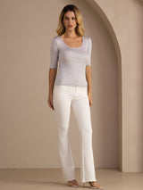 [Lysegrå] SilkSilky-DK Half Sleeve T-shirt til kvinder 005