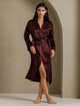 [Brun] SilkSilky-DK Long Sleeve Dame Morgenkåbe 006