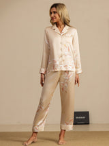 [Champagne] SilkSilky-DK 19Momme Langærmet Notchkrage Dame Pyjamas 007