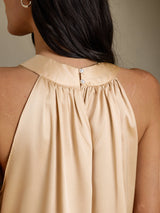 [Champagne] SilkSilky-DK Sleeveless Halter T-shirt til kvinder 005
