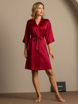 [Vin] SilkSilky-DK 3/4 Sleeve Dame Morgenkåbe 006