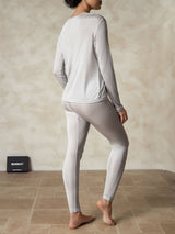 [Sølv] SilkSilky-DK Long Sleeve Round Neck Dame Lange Underbukser 002