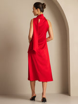[Rød] SilkSilky-DK Sleeveless Halter Kjole 002