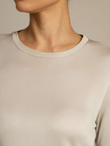 [Grå] SilkSilky-DK Long Sleeve Crew Neck T-shirt til kvinder 004