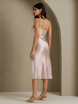[Skyggegrå] SilkSilky-DK Sleeveless V Neck Kjole 002