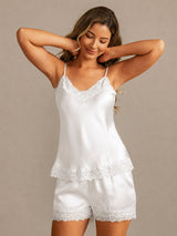 [Hvid] SilkSilky-DK Sleeveless V Neck Camisole Sæt 006