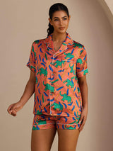 [Lerelefant] SilkSilky-DK Short Sleeve Lapel Collar Dame Pyjamas 001