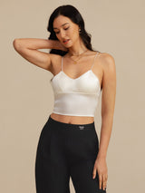 [Hvid] SilkSilky-DK Spaghetti Strap V Neck Camisole Top 006