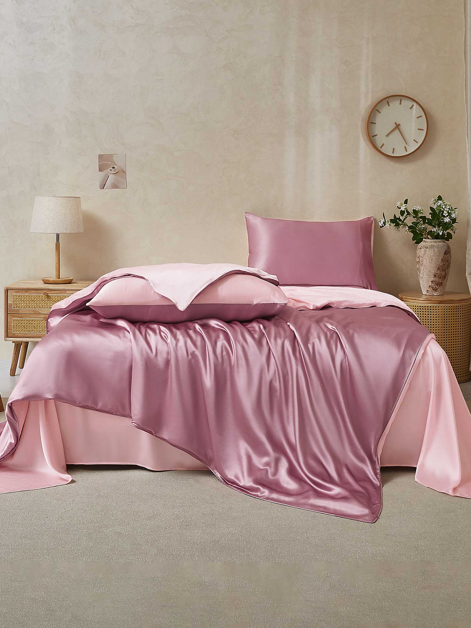 [BlegMauve+LysPink] SilkSilky-DK 19Momme Bedding Set 002,