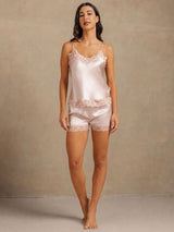 [Lyserød] SilkSilky-DK Sleeveless V Neck Camisole Sæt 006