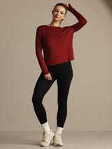 [Brændt Mursten] SilkSilky-DK Langærmet Tight Crew Neck T-shirt til kvinder 007