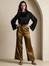 [Sort] SilkSilky-DK Long Sleeve Boat Neck Bluse 007