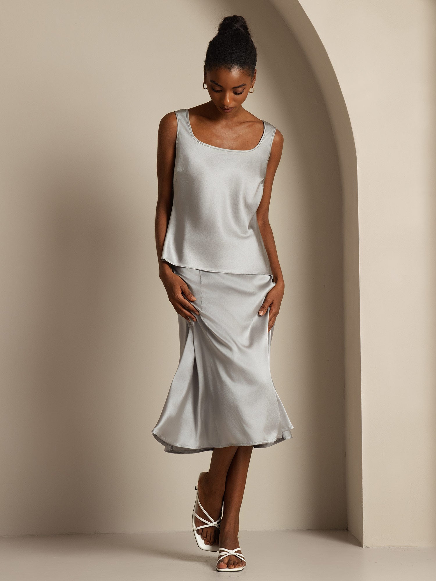 [Griffin Grå] SilkSilky-DK 19Momme Silke Camisoles 007