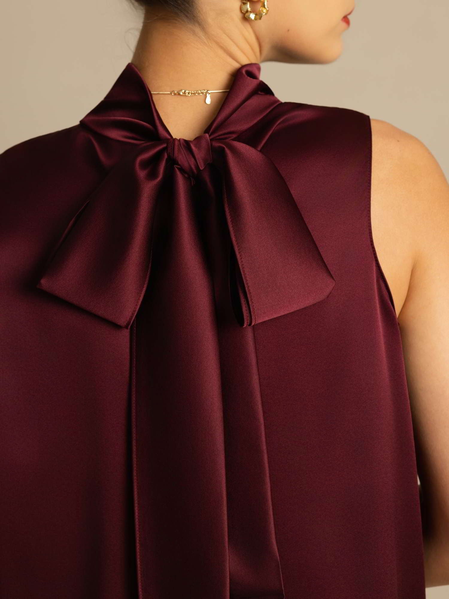 [Mørkerød] SilkSilky-DK 19Momme Silke Blouse 004