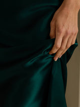 [Mørkegrøn] SilkSilky-DK Sleeveless V Neck Natkjole 005