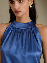 [Ægte Petrol] SilkSilky-DK Sleeveless Halter T-shirt til kvinder 004