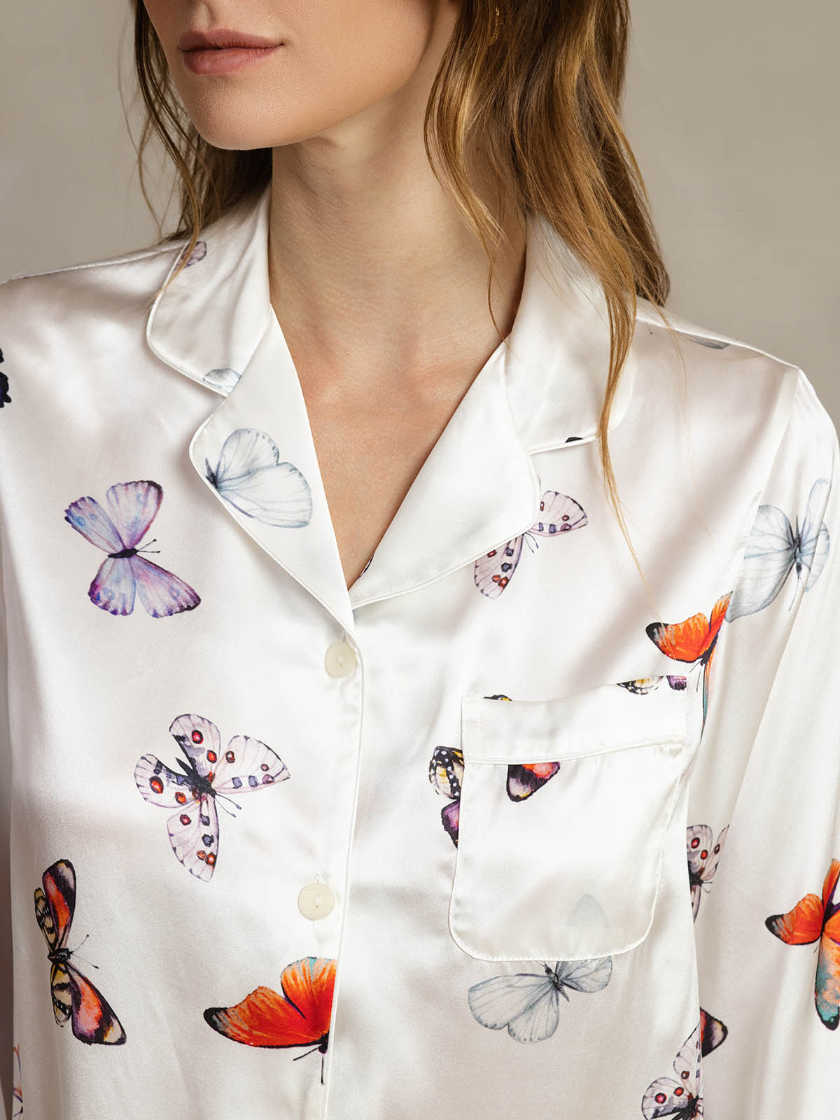 [Hvid Sommerfugl] SilkSilky-DK Womens Pajamas 004