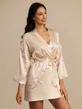 [Champagne] SilkSilky-DK 3/4 Sleeve Dame Morgenkåbe 003
