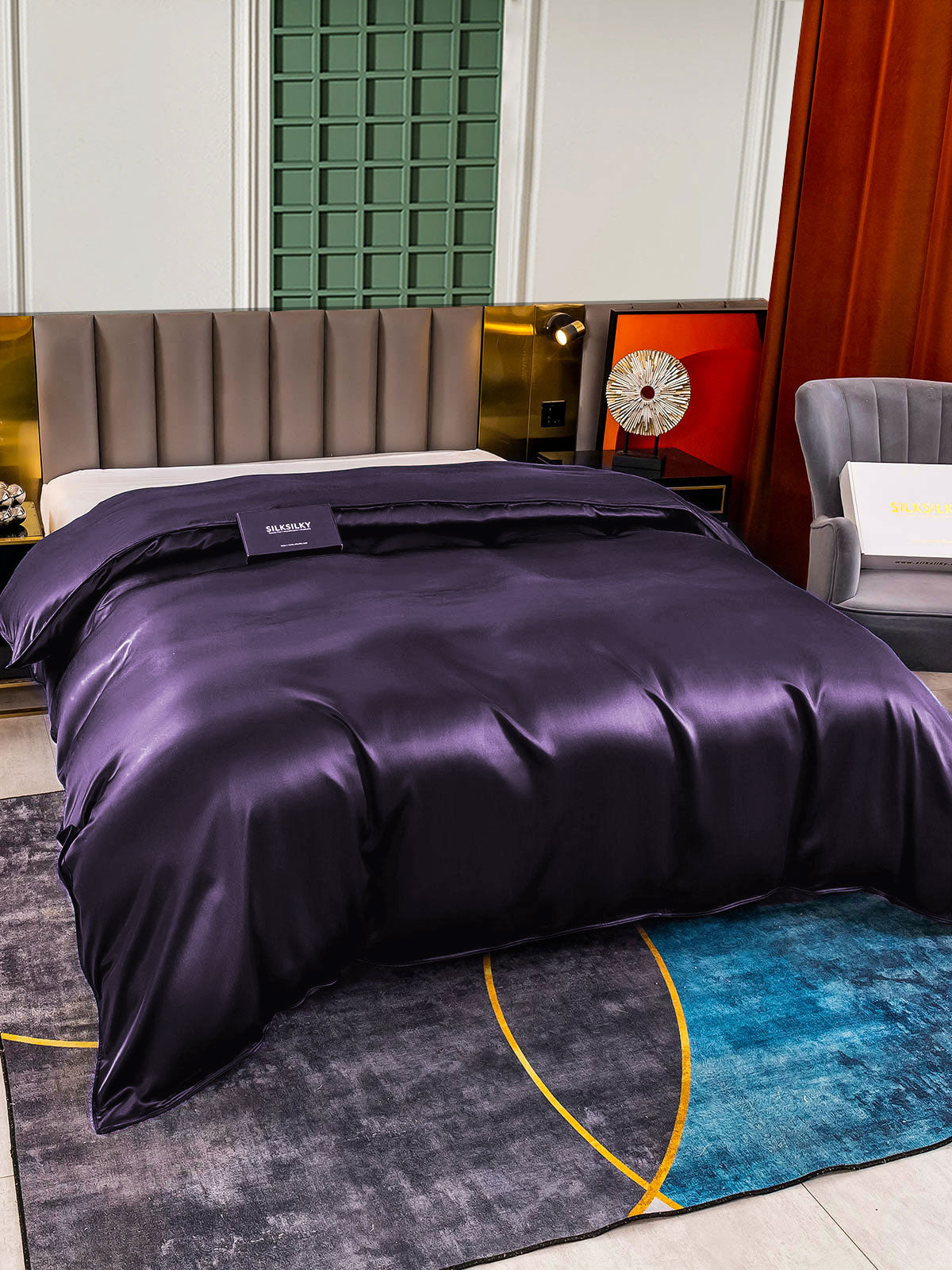 [Mørke Lilla] SilkSilky-DK 22Momme Duvet Cover 003,