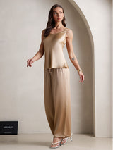 [Champagne] SilkSilky-DK Ærmeløs Firkantet Udskæring Camisole Sæt 006