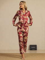 [Vinrød Drage] SilkSilky-DK Long Sleeve Lapel Collar Dame Pyjamas 006