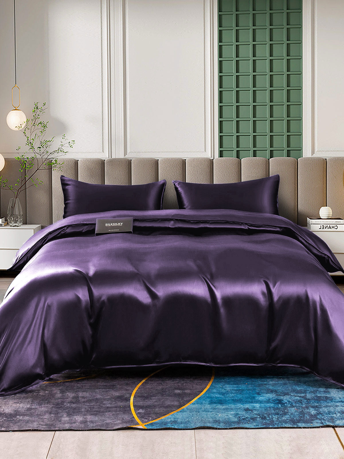 [Mørke Lilla] SilkSilky-DK 22Momme Bedding Set 001,