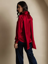 [Vin] SilkSilky-DK Long Sleeve High Neck Bluse 002