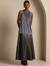 [Mørkegrå] SilkSilky-DK Sleeveless Halter T-shirt til kvinder 003