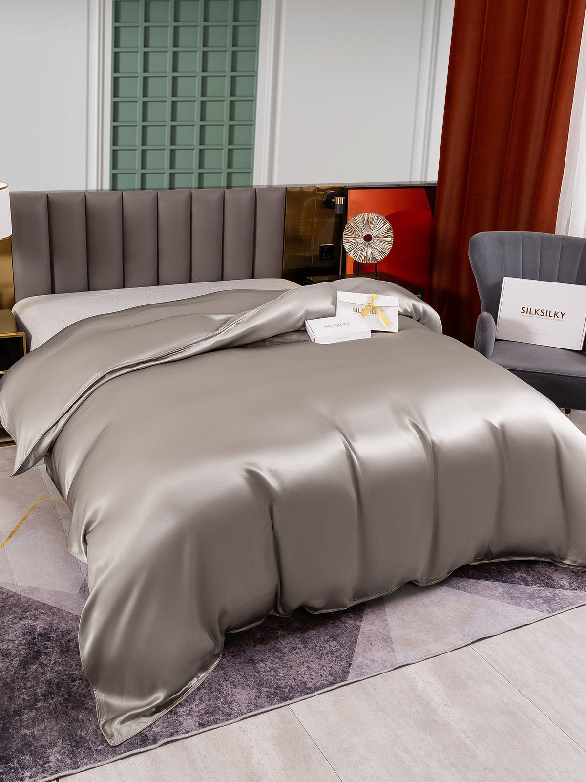 [Grå] SilkSilky-DK 25Momme Duvet Cover 005