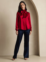 [Vin] SilkSilky-DK Long Sleeve High Neck Bluse 005