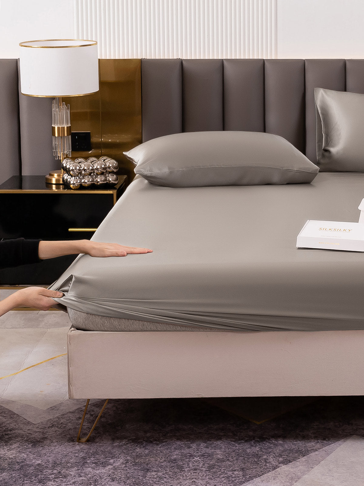 [Grå] SilkSilky-DK 19Momme Bedding Set 004