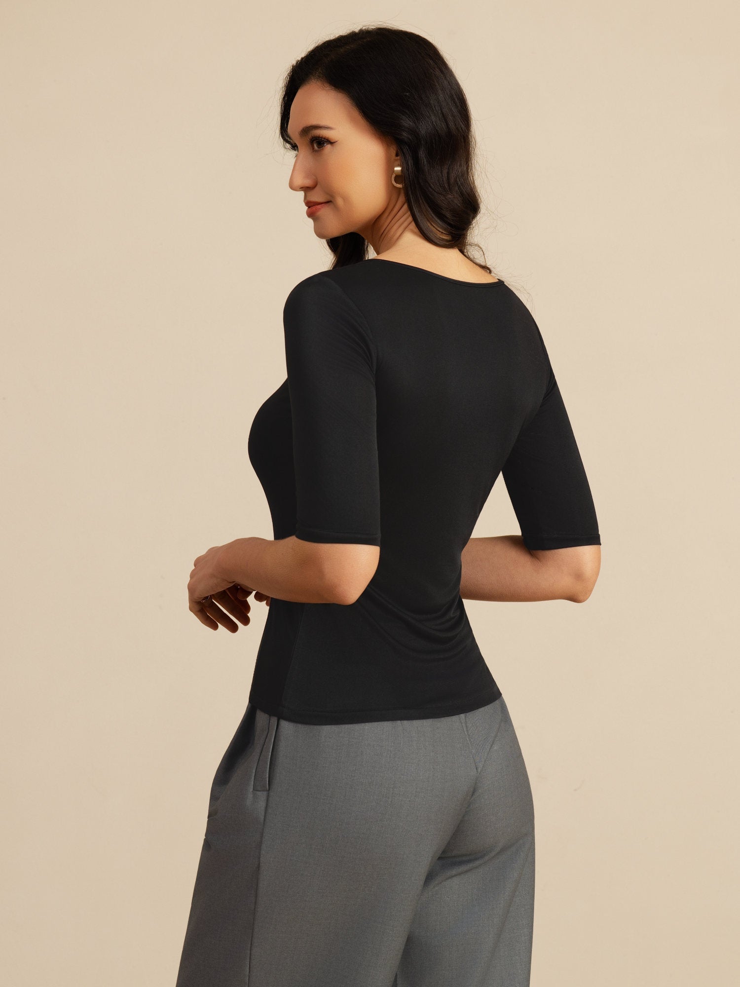 [Sort] SilkSilky-DK Half Sleeve T-shirt til kvinder 002