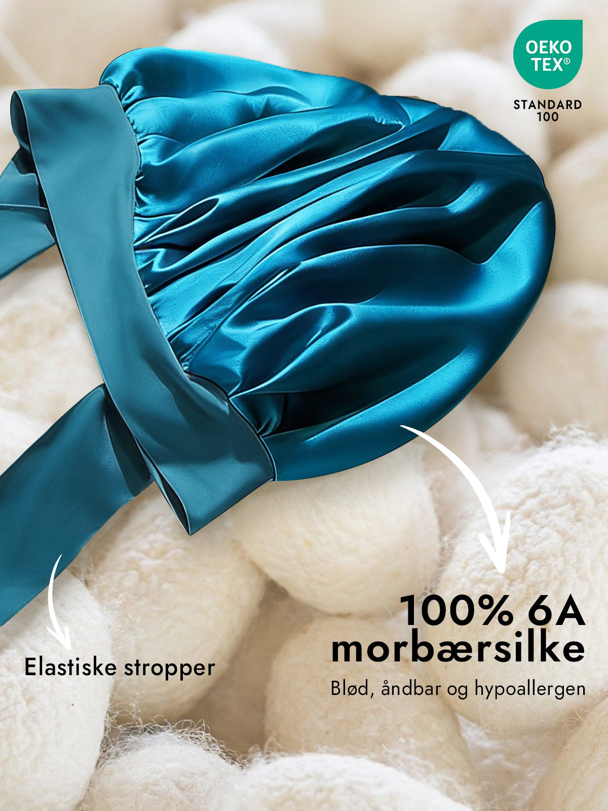 [Blågrøn] SilkSilky-DK Silke Sleep Cap 002