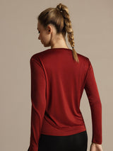 [Brændt Mursten] SilkSilky-DK Langærmet Tight Crew Neck T-shirt til kvinder 002