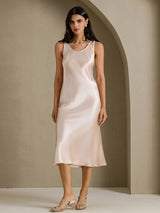 [Beige] SilkSilky-DK Sleeveless Kjole 006