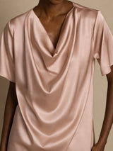 [Toscana] SilkSilky-DK Short Sleeve Cowl Neck Damebluser 003