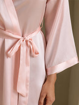 [Lys Pink] SilkSilky-DK 3/4 Sleeve Dame Morgenkåbe 005
