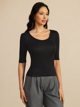 [Sort] SilkSilky-DK Half Sleeve T-shirt til kvinder 001
