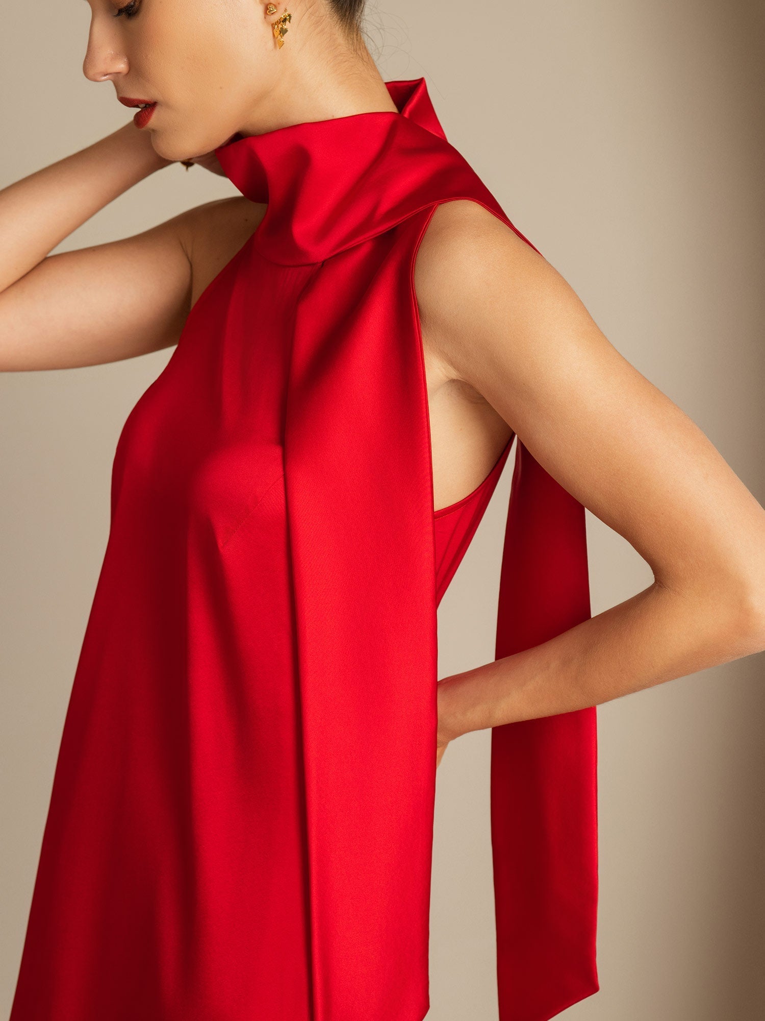 [Rød] SilkSilky-DK 19Momme Silke Dress 005,