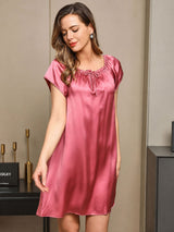 [Bleg Mauve] SilkSilky-DK Cap Sleeve Square Neck Natkjole 004